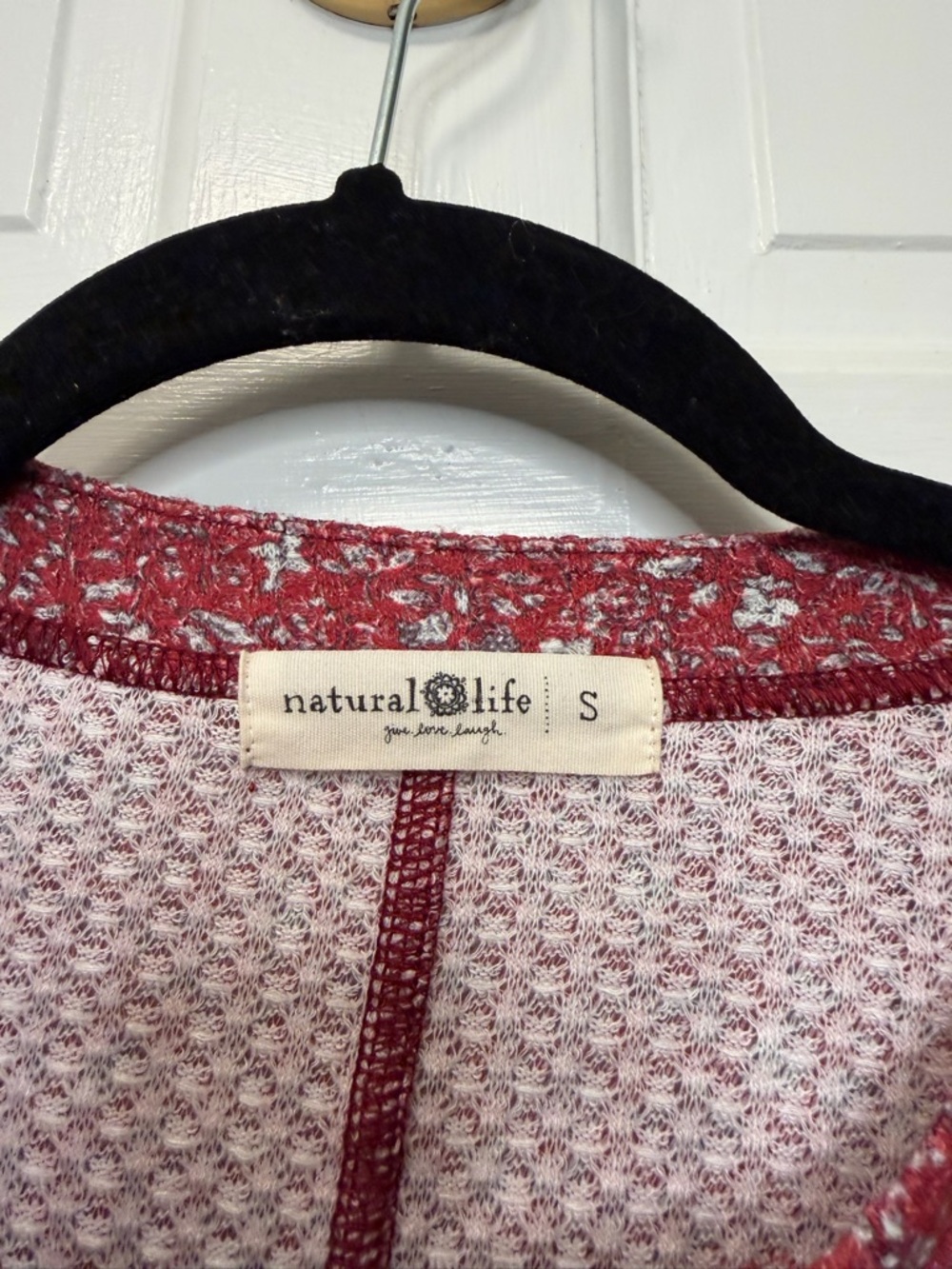 Natural Life Floral Thermal Henley Long Sleeve Boho Fitted Snap Front Size Small - Picture 3 of 5